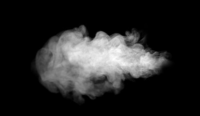 Close-up photo set of incense smoke or abstract white vapor floating on black background. Fog and...