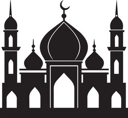 mosque icon vector, mosque logo, mosque silhouette vector black and white
