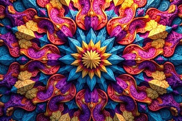 Intricate tessellation of geometric shapes in vibrant hues, vibrant, vector, colorful