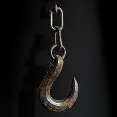 Obraz premium Rustic Metal Hook with Chain: Vintage Industrial Detail