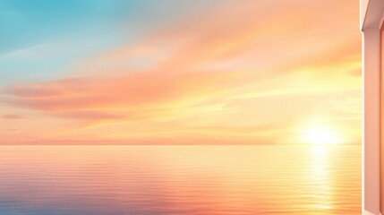 Obraz premium A beautiful sunset over the ocean with a boat in the distance