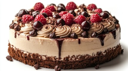 photo a Tiramisu (often considered a cake) isolated on white background,Transparent background, clear border, for easy background separation,stock image