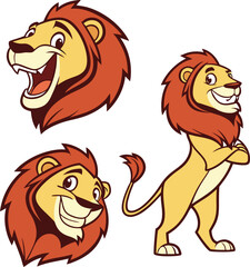 lion cartoon character design, mascot design