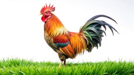 Fototapeta premium Majestic Rooster Night Photography Studio Shot - Dark Background, Dramatic Lighting