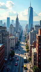 Busy cityscape with skyscrapers and historical architecture, historic train station, Mumbai