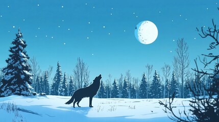 Winter's Howl: A Lone Wolf Under the Midnight Moon