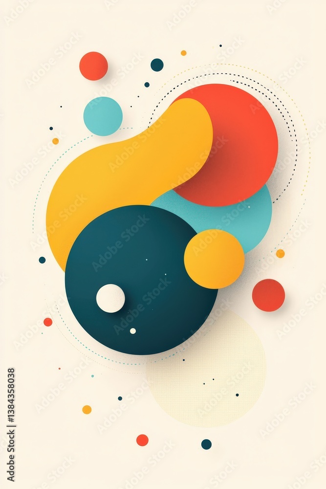 Canvas Prints a colorful abstract painting with a lot of circles and squares