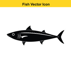 Black beautiful fish Silhouettes isolated on white background Vector illustration.