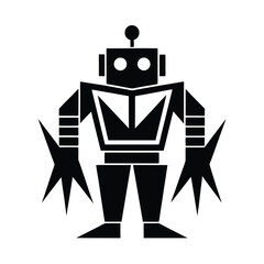 Retro Robot with Sharp Angular Lines – Vector Illustration
