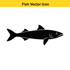 Black beautiful fish Silhouettes isolated on white background Vector illustration.