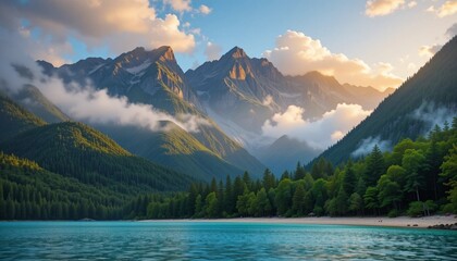 Fototapeta premium Breathtaking natural landscape capturing the beauty of the great outdoors, V2.