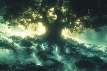 Interstellar Vines – Ethereal Artwork of Cosmic Flora Linking Planets