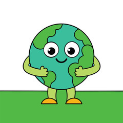 Playful Cartoon Tree Hugging the Earth – Eco-Friendly Vector Art
