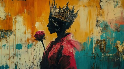 Abstract Queen: A regal portrait with a rose
