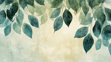 An abstract artistic background of leaves and textured natural elements