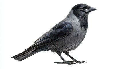 Obraz premium Jackdaw isolated on white background