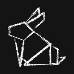 Icon bunny origami. Chinese Zodiac elements. Icons in chalk style. Good for prints, posters, logo, advertisement, decoration,infographics, etc.