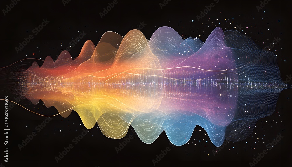 Aufkleber colorful abstract waveform design with cosmic background effects