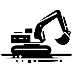 Stylish artistic excavator for creative silhouette and vector ideas