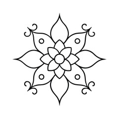 Rangoli Line Art Design – Elegant Floral Swirl Sketch Vector