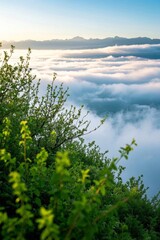 Fototapeta premium araffe view of a mountain with a few clouds in the sky