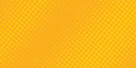 Yellow orange halftone pattern. Retro comic gradient background.