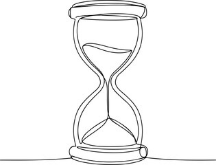 hourglass continuous single line art drawing sketch on white background