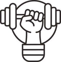 Dumbbell lifting outline icon vector , fitness icon for healthy life