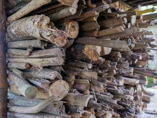 pile of firewood. concept of fuel substitute for cooking and heating the room