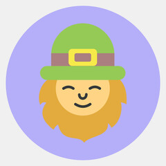 Icon leprechaun. St. Patrick's Day celebration elements. Icons in color mate style. Good for prints, posters, logo, party decoration, greeting card, etc.