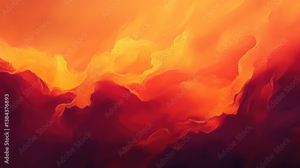 Fototapete Abstract fiery orange and red background with smooth gradients and soft glow effects. No text, no people.
