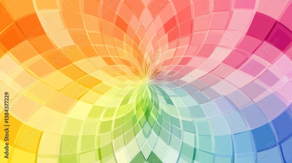 Poster abstract kaleidoscope rainbow background with intricate, mirrored patterns and symmetrical shapes. n