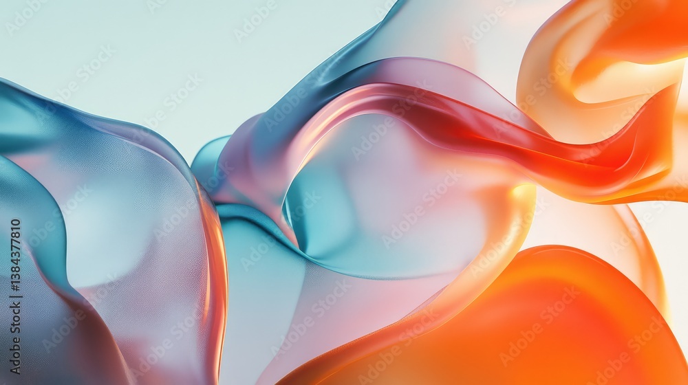 Poster abstract wavy rainbow pattern background with smooth flowing curves, dynamic colors, and modern desi