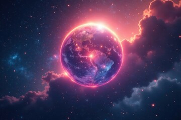 Naklejka premium Cosmic energy emanating from a shining sphere , energy, celestial