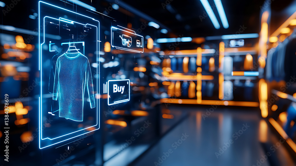 Poster interactive shopping experience retail store digital display modern environment user perspective con