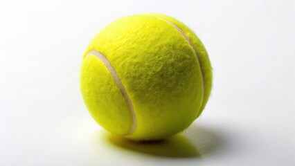 Yellow Tennis Ball White Background Photography, Rule of Thirds, Sports Equipment Image, Studio Shot