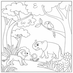 Jungle animals coloring page