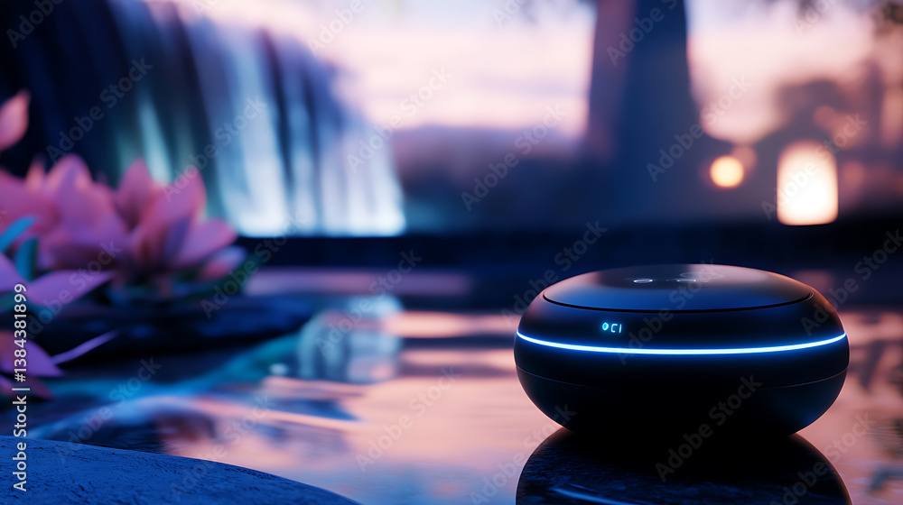 Poster a futuristic ai powered virtual reality meditation system guiding users through customized relaxatio