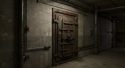 Heavy Rusty Vault Door Leading to an Old Underground Storage Facility