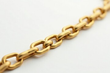 Obraz premium Close-up shot of a single gold hip hop chain on white background, shiny, clean