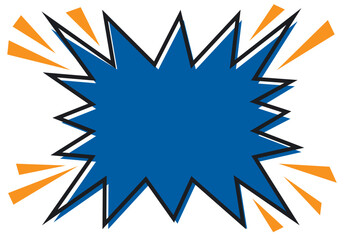 ギザギザ爆弾の四角吹き出しフレーム/青