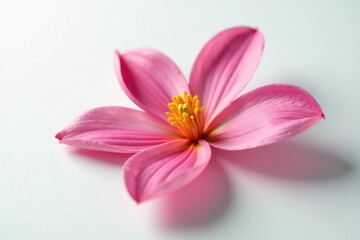 Fototapeta premium Delicate flower petals unfolding on a pristine white surface, flower power, nature, petal