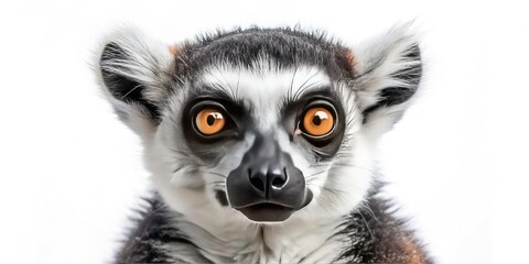 Vintage Ring-Tailed Lemur Portrait: Cute Close-Up Photography
