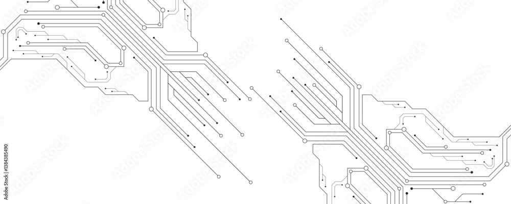 Aufkleber ai circuit board with electronic elements on white backdrop. ui and gui panel design. futuristic con