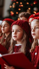 Young children singing carols together during the festive holiday season