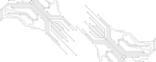 AI circuit board with electronic elements on white backdrop. UI and GUI panel design. Futuristic connected tech lines. FinTech background. Vector illustration. EPS 10