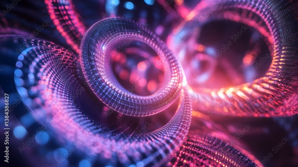 Poster Abstract colorful design with swirling mesh and glowing lights