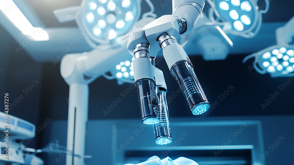 Poster a high tech ai controlled medical robot performing minimally invasive surgeries with precision in a 