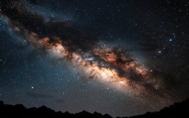 Milky Way Galaxy Over Silhouetted Mountains