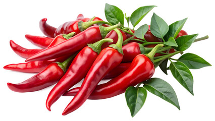 red chili peppers isolated on transparent background.